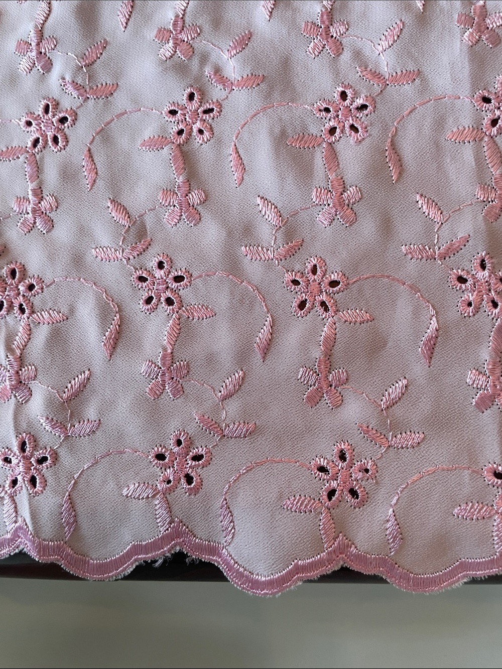 Vintage Pink Eyelet Embroidered Floral Tablecloth Grandmillennial Cottagecore